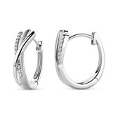 Miore Pure Oorbellen Dames - van Zilver - Met Zirkonen - Hypoallergene Oorringen - 16.5 mm