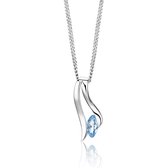 Miore® - Zilveren Ketting met Blauwe Topaas - Dames - 925 Sterling Zilver - Halsketting - 45 cm - Blauw - Handgemaakte Hoogwaardige Sieraden