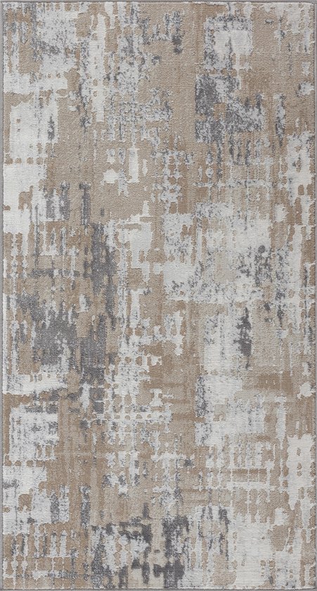 Foto: Surya vloerkleed woonkamer slaapkamer modern abstract loper gang martina beige wit 80x150 cm