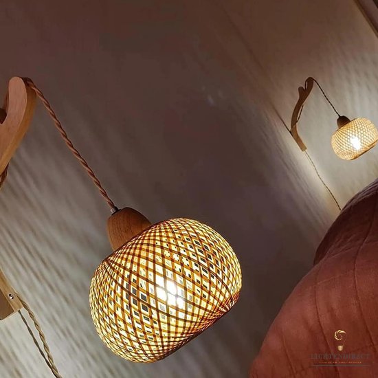 Rieten wandlamp bruin Light and Living Mataka