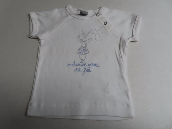 Petit Bateau - T shirt korte mouw - Meisje - Wit - Blauwe fee - maand