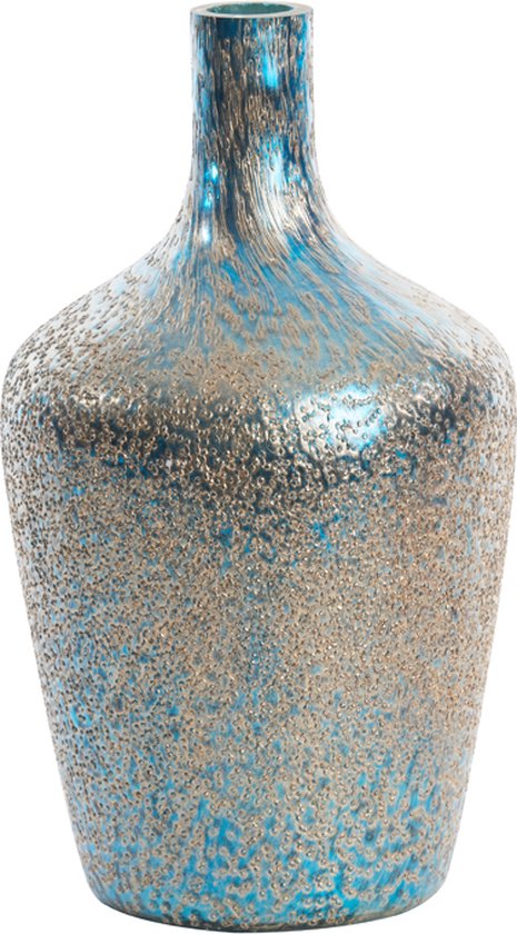 Light&living Vase Ø20x40 cm MOLUSI verre bleu-or