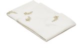 Kave Home - Rond wit Masha-tafelkleed wit katoen linnen goudkleurig lurex bladborduursel Ø150cm