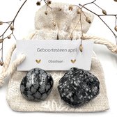 Pierre de naissance d'avril - Sac à neige combiné obsidienne - pierres précieuses - minéraux - cadeau d'anniversaire - bonheur - félicitations - coffret cadeau pour lui - naissance - petit quelque chose
