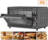 SMH LINE® Vrijstaande Oven - 45L - 1800W - Camping oven - Convectie Mini Oven - Geëmailleerde Holte - Hetelucht & Grillfunctie - Zwart