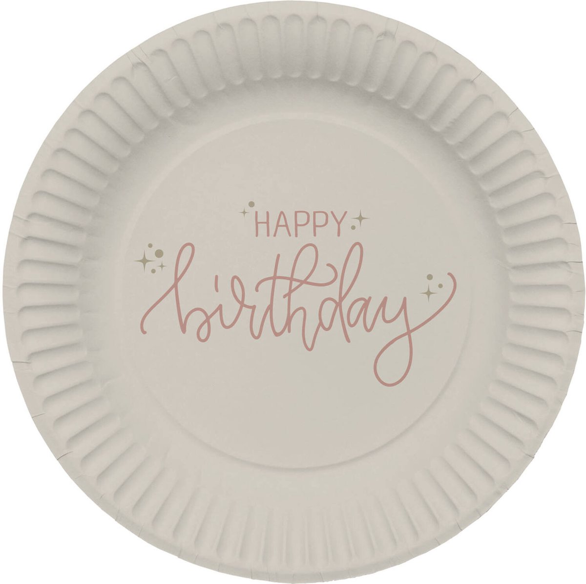 Folat - Crème rose borden happy birthday - 8 stuks - 23 cm