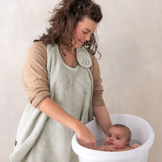 Voordeelset - The Original Baby Shower Glove met Handsfree Badcape en Hydrofiele doek - Nifty - Baby Washandje - Lange washand - Badcape 100x100 - Washandje Baby - Biologisch Katoen - Vanille — afbeelding 2