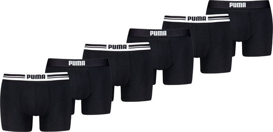 Puma Boxershorts Everyday Placed Logo - 6 pack Zwarte heren boxers - Heren Ondergoed - Black / Black - Maat XL