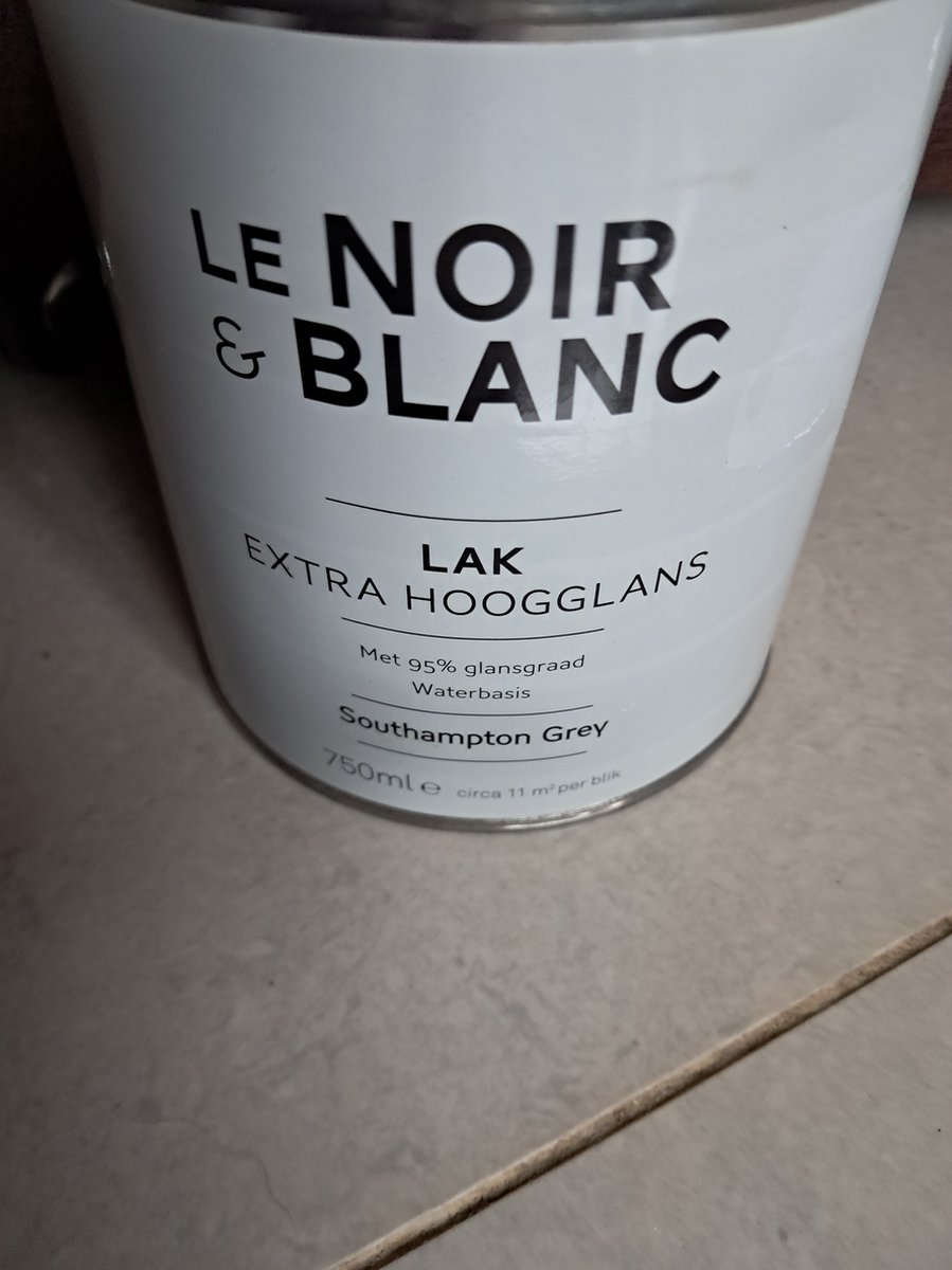 Le Noir & Blanc Lak - Extra hoogglans - Southampton Grey - 750ML - Met 95% Glansgraad Waterbasis - Grijs
