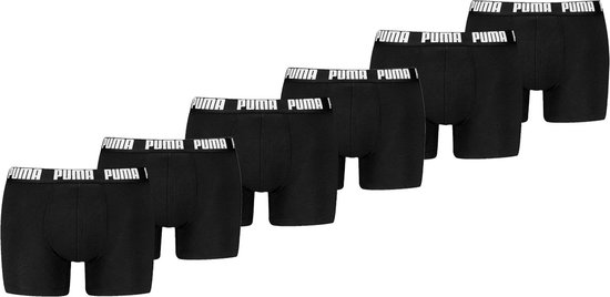 Puma Boxershorts Everyday Basic - 6 pack Zwarte heren boxers - Heren Ondergoed - Black / Black - Maat XL