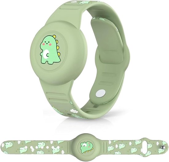 WUZUN - Kinderen waterdicht voor AirTag-armband - schattig cartoon-design, verstelbaar, verborgen voor Apple Air Tag houder, siliconen anti-verlies-GPS-tracker armbandhoes voor peuters (dinosaurus)