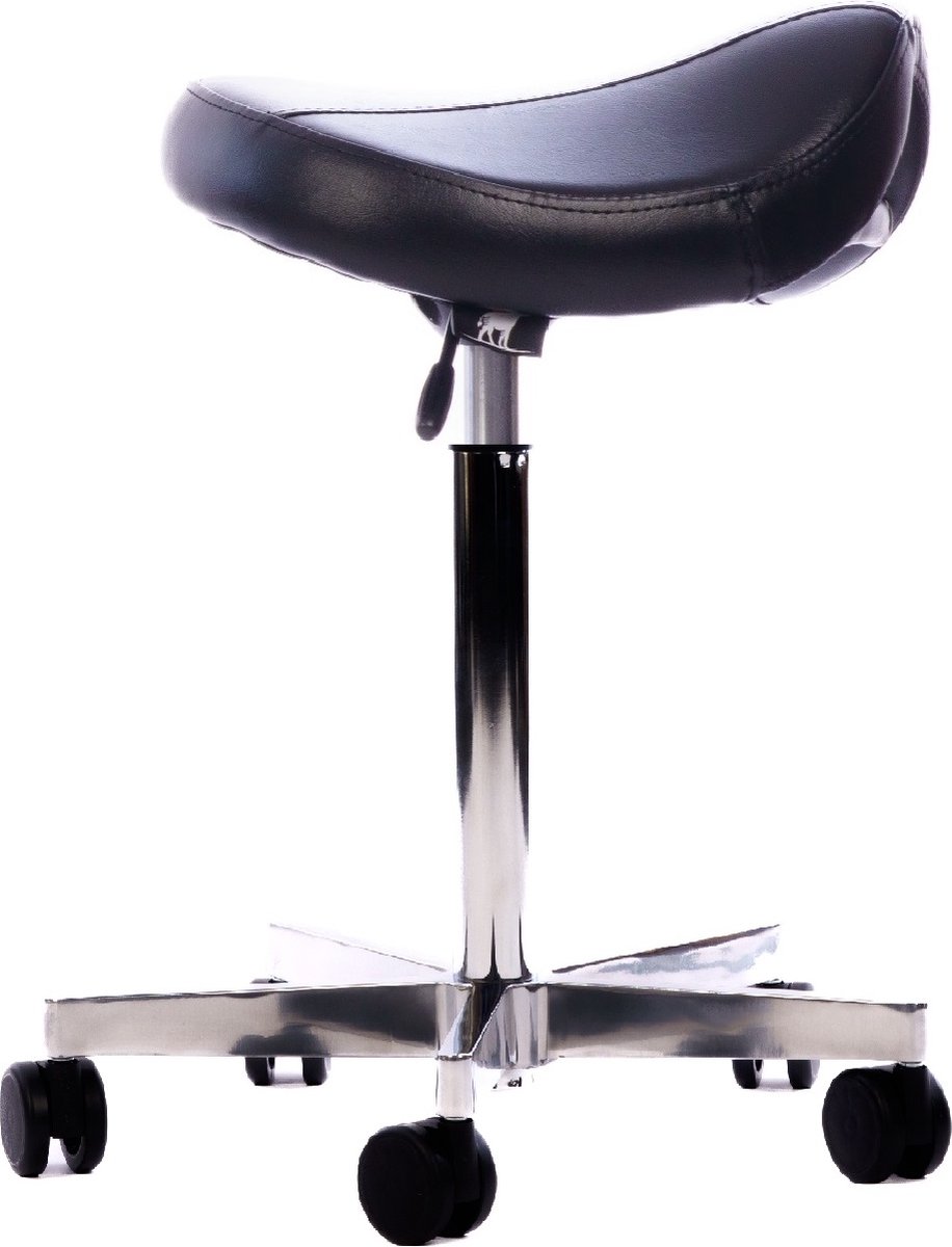 OKAPI® Polar zadelkruk ZWART met LARGE gasveer en GROOT zadel kapperskruk kappersfiets