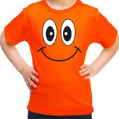 Bellatio Decorations Koningsdag t-shirt voor kinderen/meisjes - smiley - oranje - feestkleding 134/140