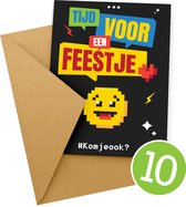 10x Uitnodiging kinderfeestje + Enveloppen | Uitnodiging verjaardag | Jongen of meisje | Uitnodigingskaarten + kraft envelop | Verjaardag Feest | emoji