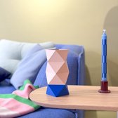 Origami Vaas Kobalt Blauw & Perzik Pastel L - 3D geprinte vaas