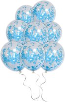 LUQ - Luxe Licht Blauwe Confetti Helium Ballonnen - 25 stuks - Verjaardag Versiering - Decoratie - Latex Ballon Licht Blauw