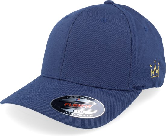 Hatstore- Crown Side Embroidered Navy Flexfit - Iconic Cap