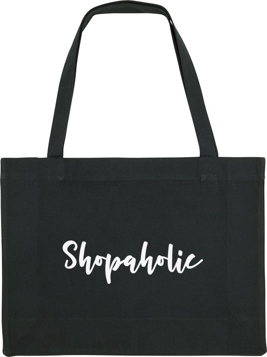 Shopaholic Shopping Bag - shopping bag - shopping tas - tas - boodschappentas - cadeau - zwart - grappige tekst - bedrukt
