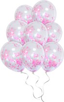 LUQ - Luxe Roze Confetti Helium Ballonnen - 10 stuks - Verjaardag Versiering - Decoratie - Roze Latex Confetti Ballon