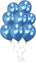 LUQ - Luxe Chrome Blauwe Helium Ballonnen - 100 stuks - Verjaardag Versiering - Decoratie - Latex Ballon Chrome Blauw