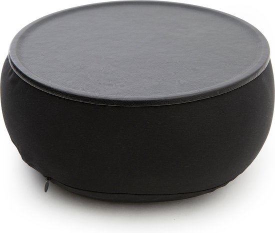 Tapis de souris rond noir avec fermeture éclair sur le côté.