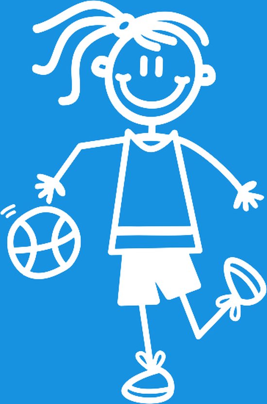 Basketbal meisje - The Sticker Family - Autosticker - Sticker - wit - 8,7 cm