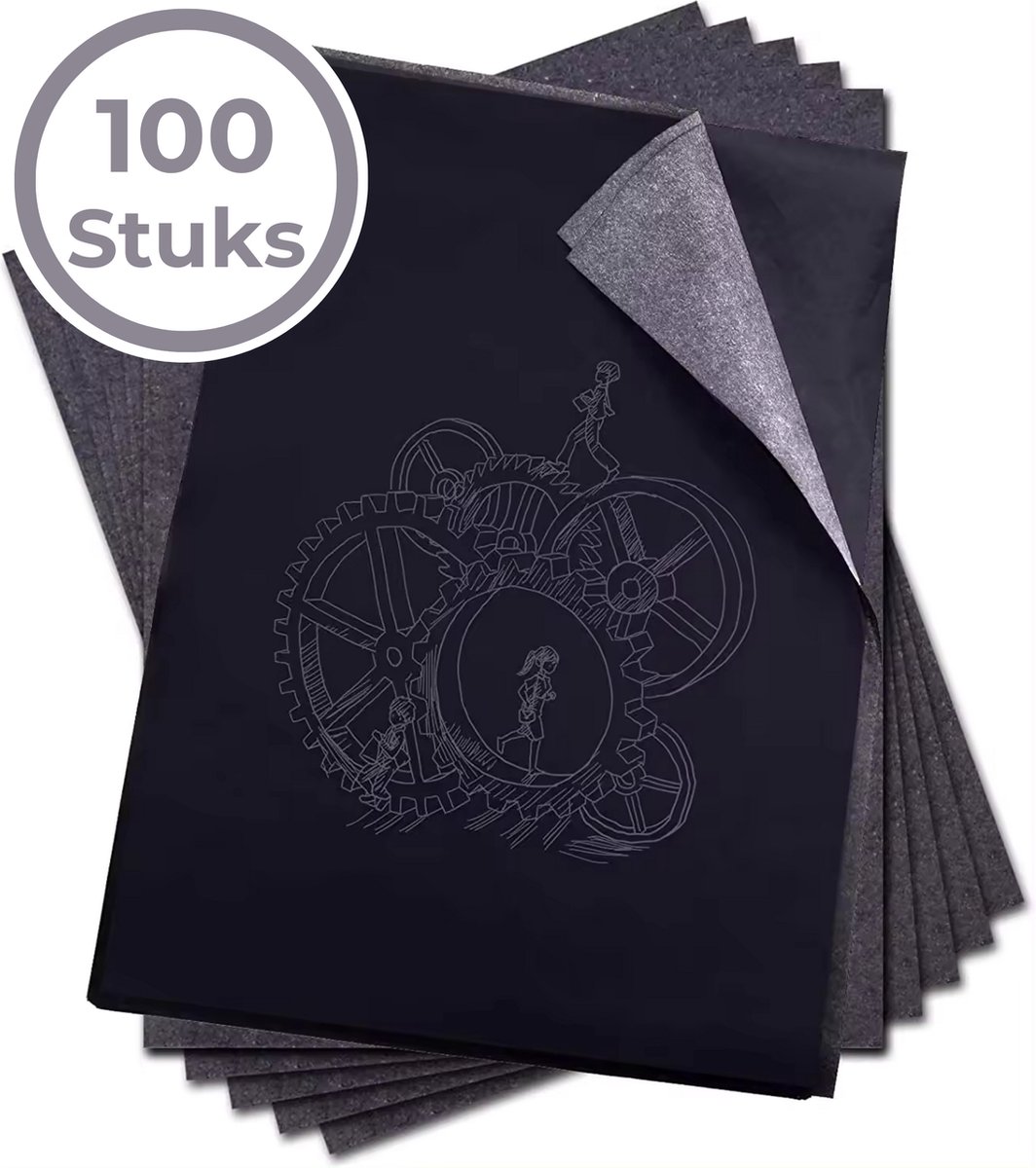 Laavir Professioneel Carbonpapier Zwart - 100 Vellen Overtrekpapier voor Hobby en Tekenen - A4 Formaat - Laavir