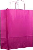 ArtiPack Kraft Papieren Tasjes Met Handvat – Zakjes – 50 Stuks – Fuchsia Roze – 22x9x23 cm – Cadeautasjes