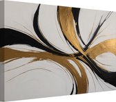 Minimalisme in goud en zwart schilderijen - Abstract expressionisme wanddecoratie - Schilderij op canvas Minimalistisch - Klassieke schilderijen - Schilderij op canvas - Wanddecoratie woonkamer 90x60 cm