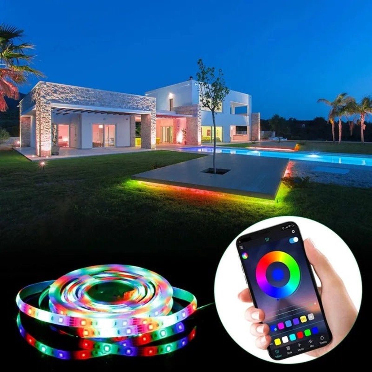 Silumen LED-strip RGBW Wifi DC12V 60 LED/m 2m + Stroomadapter en Wifi Controller - RGBW - Kunststof - Wit Chaud 3000K - SILUMEN Andere