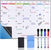 Maandplanner Familiekalender - Overzichtelijk Planningsbord - Magnetische Maandkalender - Inclusief Markers en Wisser - 60x40 cm