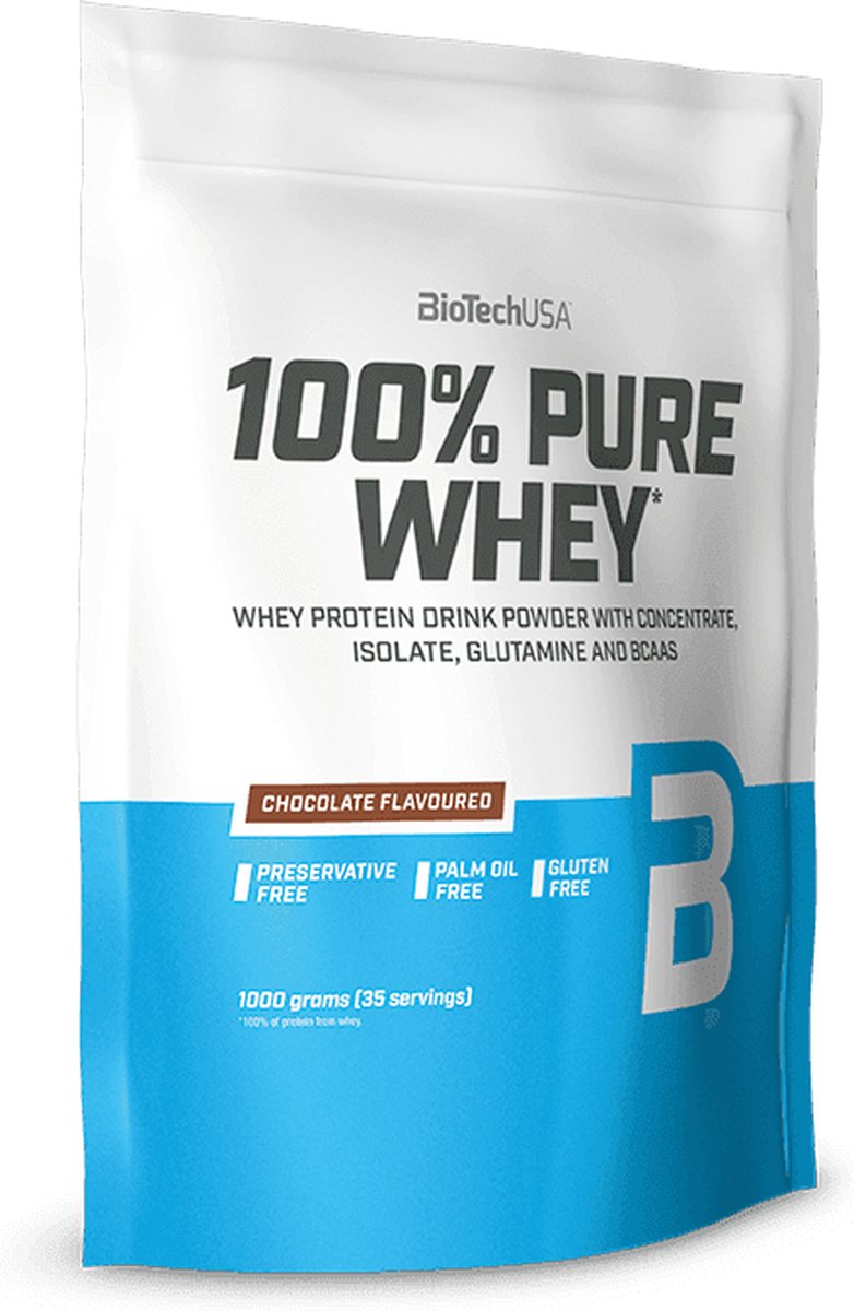 BioTechUSA 100% Pure Whey | Eiwitpoeder met BCAA en Glutamine | Glutenvrij, Palmolievrij | 21g Eiwit per portie, 454 g, Gezouten karamel