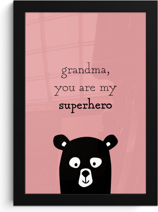 Photo dans le cadre - Beau cadeau pour la fête des mères - Citation grand-mère tu es mon super-héros - cadre photo super-héros rose cadre photo 20x30 cm - Affiche dans le cadre (Décoration murale salon / chambre)