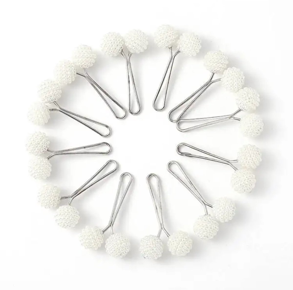 Belleze® - Hijab sjaal clip - Broche pin voor hoofddoek - Parel braam - Wit - 12 pack