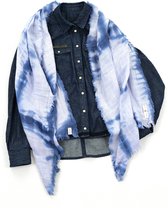 YELIZ YAKAR - Handmade - enkel exemplaar -“ Shiboru I ” hand tie-dyed unisex crinkle double gauze 100% katoen sjaal- indigo blauw - designer kleding- zomer sjaal- luxecadeau