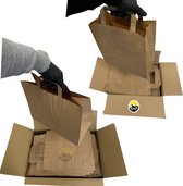 KURTT - 50 sacs en papier 22 + 10 x 28 cm marron | 50 sacs en papier 32 + 16 x 26 cm marron | sacs en papier avec poignée | sac cadeau sacs en papier kraft | écologique