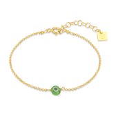 Twice As Nice Armband in 18kt verguld zilver, groen oog 16 cm+3 cm