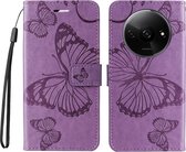 Coverup Vlinders Book Case - Geschikt voor Xiaomi Redmi A3 Hoesje - Paars