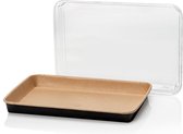 25 x Kraft Sushi tray Bruin/Zwart 256x182 + PET lid