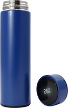 Smart Thermoskan Business Blue - Met thee kruiden houder - Blauwe luxe thermos kan - RVS - Met ingebouwde temperatuurmeter - Luxe thermos container blauw - Voor koffie, thee en andere warme dranken