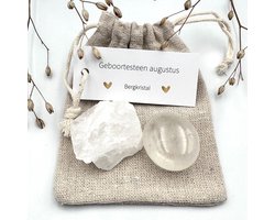 Geboortesteen augustus - Bergkristal combi zakje -edelstenen-origineel verjaardags cadeau voor man/vrouw-geluksbrenger-vriendschap-feestdagen-kerst