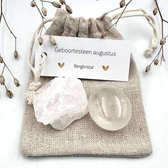 Pierre de naissance du mois d'août - Sachet combinaison cristal de roche - pierres précieuses - cadeau anniversaire original homme/femme - porte-bonheur - amitié