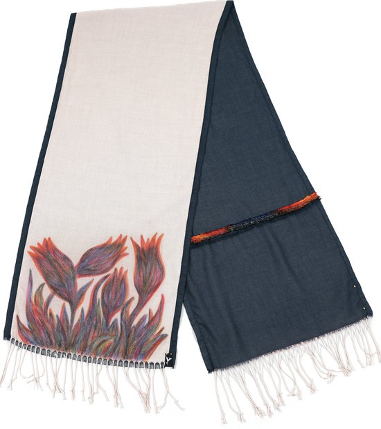 YELIZ YAKAR - Handmade - Luxe dubbelzijdig handgeschilderd dames pashmina / katoen sjaal “Achemar