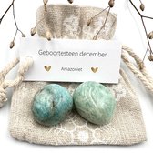 Pierre de naissance décembre - Sac à neige tambour amazonite - Pierres précieuses - Pierre câline - Félicitations - Cadeau d'anniversaire pour lui - Porte-bonheur - Petit cadeau