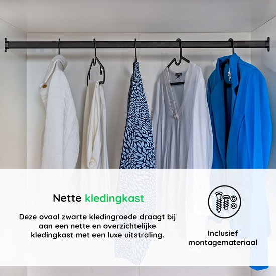 Industriële Zwarte Plafond Kledingstang 200 cm Breed