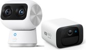 2x eufy Security Indoor Cam S350 - double caméra - caméra de sécurité avec résolution 4K UHD et zoom 8 × et PTZ 360° - IA humain/animal de compagnie - idéal pour moniteur bébé/caméra pour animaux de compagnie/sécurité domestique