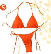 Livano Bikini Dames - Meisjes Bikini - Badpak - Push Up - Vrouwen Badkleding - Zwemmen - Sexy Set - Top & Broekje - Rood Oranje - Maat S