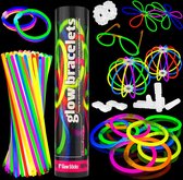 Premium lichtarmbanden – lichtgevende staven 100 stuks-partyset neon lichtstaven met verbindingsstuk, lichtgevende armbanden voor kinderen, voor feestjes, bruiloften en Halloween-decoraties