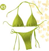 Livano Bikini Dames - Meisjes Bikini - Badpak - Push Up - Vrouwen Badkleding - Zwemmen - Sexy Set - Top & Broekje - Groenachtig Geel - Maat XS