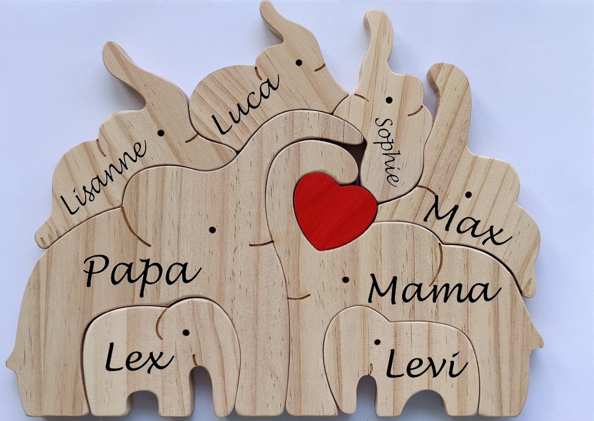 Goedkoopste Gepersonaliseerde olifanten familie - geboorte - kraam cadeau - puzzel - 8 olifanten